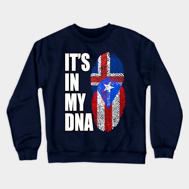 Puerto Rican And Icelandic Mix DNA Flag Heritage Crewneck Sweatshirt by Just Rep It!!